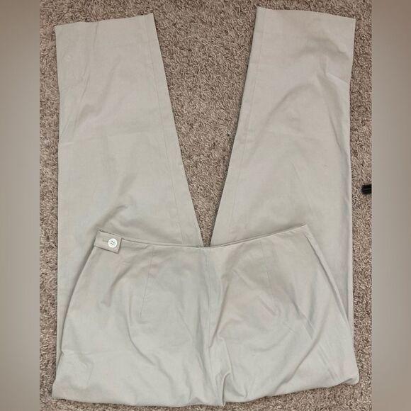 Real Clothes from Saks Fifth Avenue Stylish Cream Slim Pants side zip - Picture 5 of 10